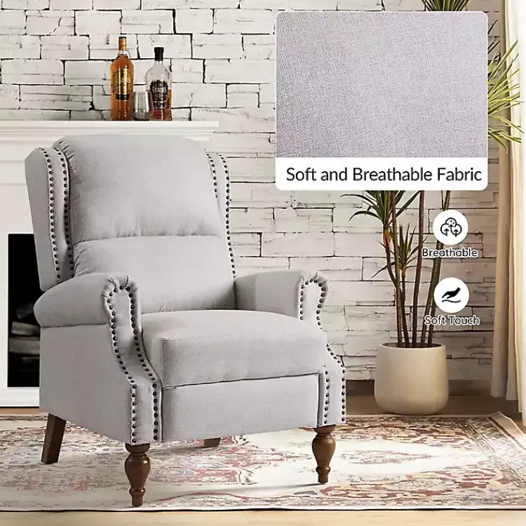 Kirklands Home Accent Chairs|Rosalie Oatmeal Upholstered Manual Recliner White