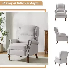 Kirklands Home Accent Chairs|Rosalie Oatmeal Upholstered Manual Recliner White