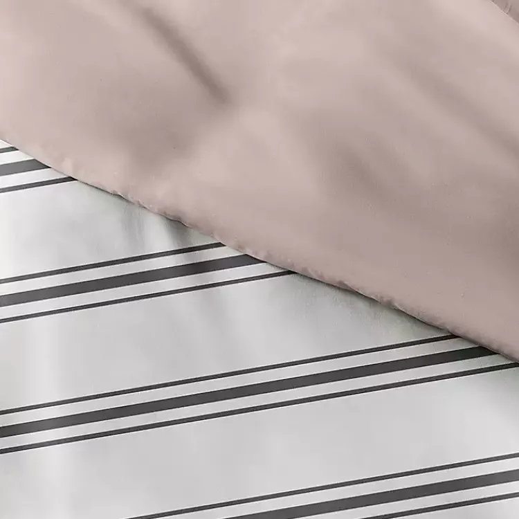 Kirklands Home Duvets|Rose Pink Echo Stripe 3-pc. Queen Duvet Cover Set
