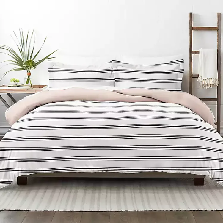 Kirklands Home Duvets|Rose Pink Echo Stripe 2-pc. Twin Duvet Cover Set