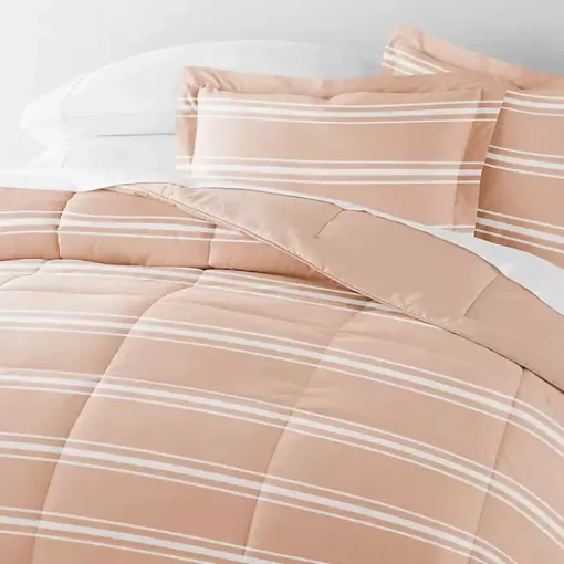 Kirklands Home Comforters|Rose Striped Reversible 3-pc. Queen Comforter Set Pink