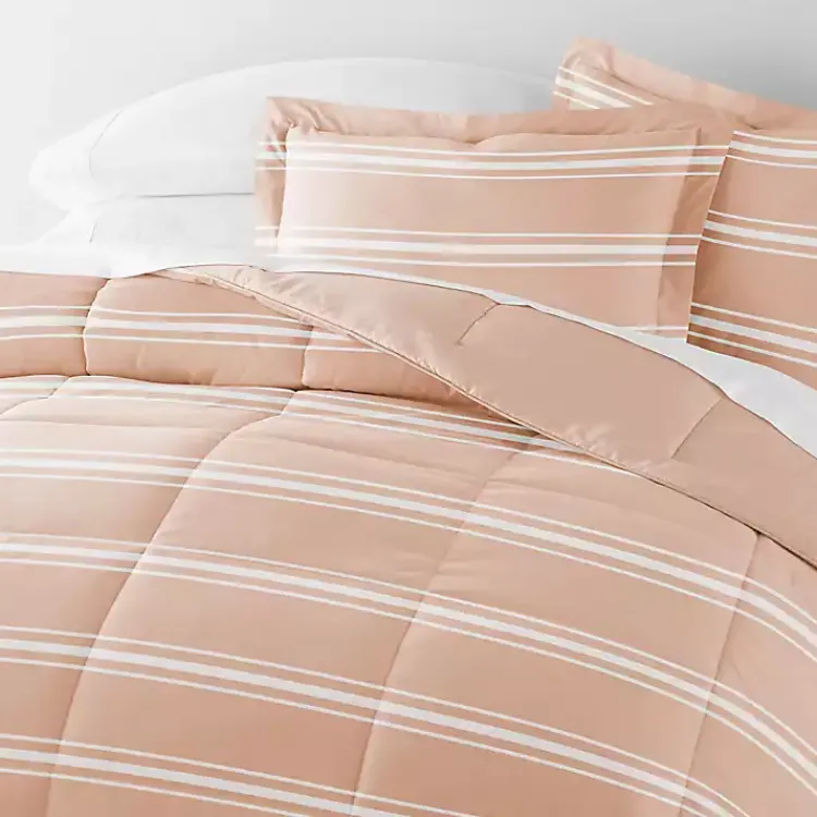 Kirklands Home Comforters|Rose Striped Reversible 3-pc. Queen Comforter Set Pink