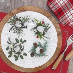 Kirklands Home Table Linens|Rosemary Pinecone Wreath Napkin Rings, Set of 4