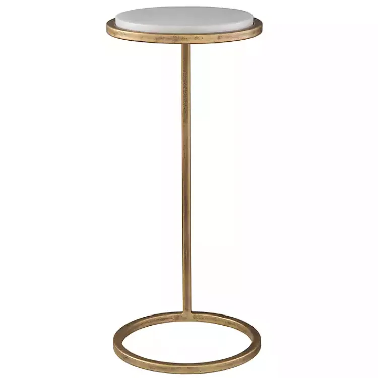 Kirklands Home Accent & End Tables|Round Aged and Marble Accent Table Gold
