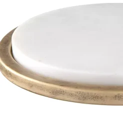 Kirklands Home Accent & End Tables|Round Aged and Marble Accent Table Gold