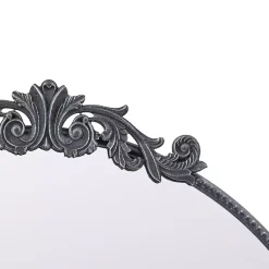 Kirklands Home Decorative Mirrors|Round Antique Floral Scroll Mirror, 39 in. Black