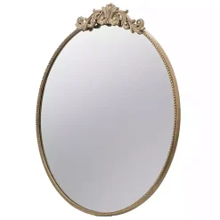Kirklands Home Decorative Mirrors|Round Antique Floral Scroll Mirror, 39 in. Gold