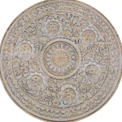 Kirklands Home Accent & End Tables|Round Antique Etched Pedestal Accent Table Gray