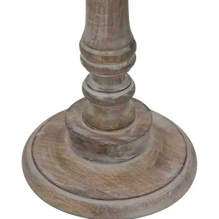 Kirklands Home Accent & End Tables|Round Antique Etched Pedestal Accent Table Gray