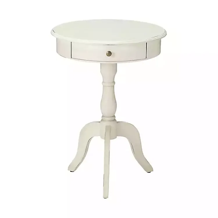 Kirklands Home Accent & End Tables|Round Antique Pedestal Accent Table White