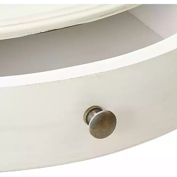 Kirklands Home Accent & End Tables|Round Antique Pedestal Accent Table White