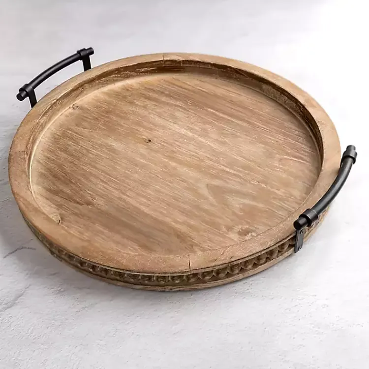 Online Round Beaded Wood Decorative Tray Decorative Trays