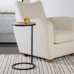 Kirklands Home Accent & End Tables|Round Black and Gold Metal C-Table