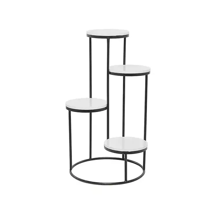 Kirklands Home Planters|Round Black and White Marble 4-Tier Plant Stand