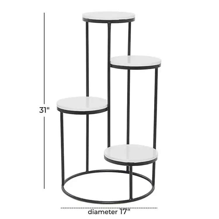 Kirklands Home Planters|Round Black and White Marble 4-Tier Plant Stand