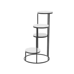 Kirklands Home Planters|Round Black and White Marble 4-Tier Plant Stand