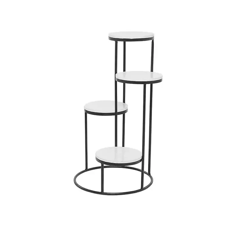 Kirklands Home Planters|Round Black and White Marble 4-Tier Plant Stand