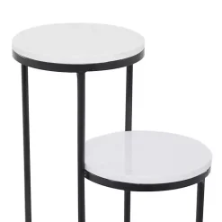 Kirklands Home Planters|Round Black and White Marble 4-Tier Plant Stand