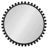 Kirklands Home Decorative Mirrors|Round Black Beaded Metal Wall Mirror