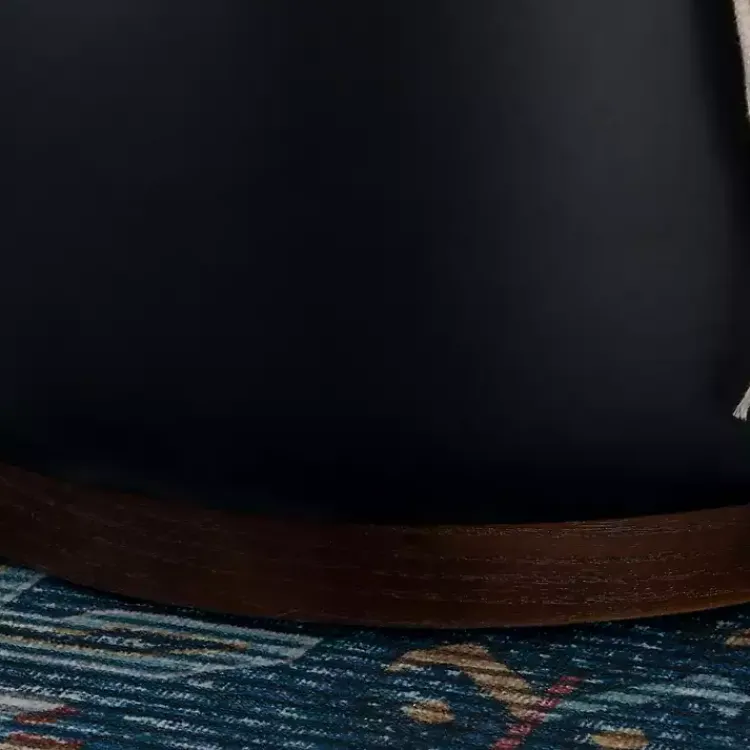 Kirklands Home Benches & Ottomans|Round Faux Leather Storage Ottoman Black