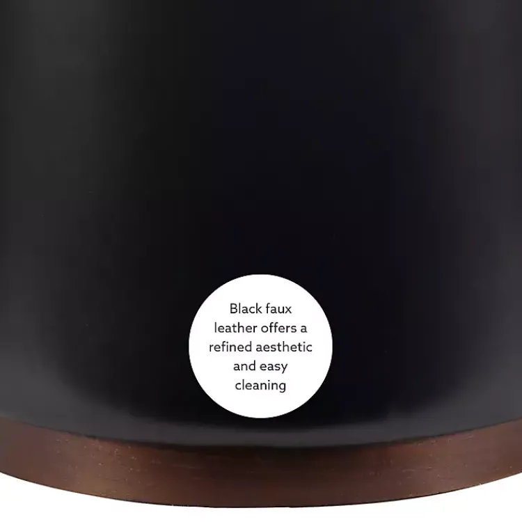 Kirklands Home Benches & Ottomans|Round Faux Leather Storage Ottoman Black