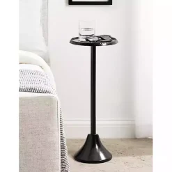 Kirklands Home Accent & End Tables|Round Metal Layla Accent Table Black