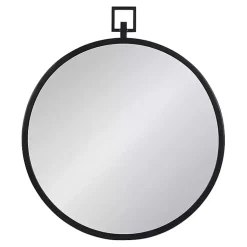 Kirklands Home Decorative Mirrors|Round Black Tabb Metal Wall Mirror