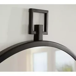 Kirklands Home Decorative Mirrors|Round Black Tabb Metal Wall Mirror