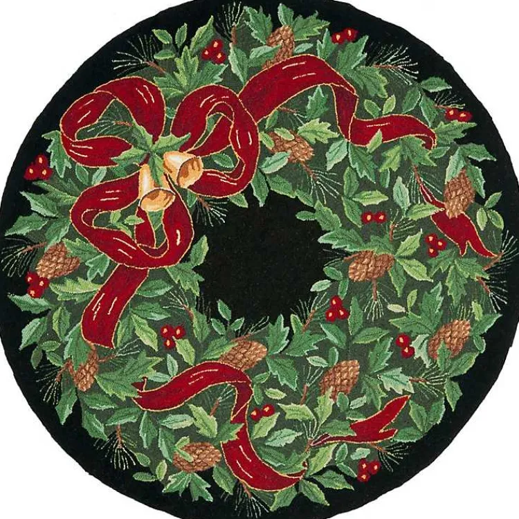 Clearance Round Black Vintage Poster Hooked Accent Rug Christmas Decorations