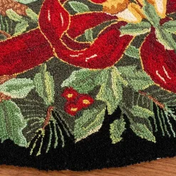 Clearance Round Black Vintage Poster Hooked Accent Rug Christmas Decorations