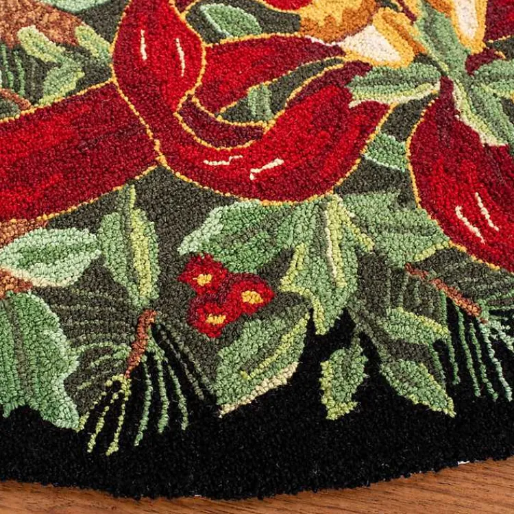 Clearance Round Black Vintage Poster Hooked Accent Rug Christmas Decorations