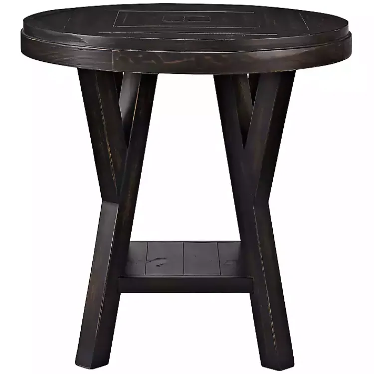 Kirklands Home Accent & End Tables|Round Wood Flared Base Side Table Black