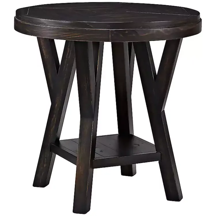 Kirklands Home Accent & End Tables|Round Wood Flared Base Side Table Black
