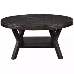Kirklands Home Coffee Tables|Round Wood Flared Base Coffee Table Black