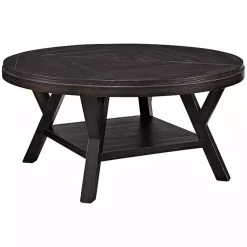 Kirklands Home Coffee Tables|Round Wood Flared Base Coffee Table Black
