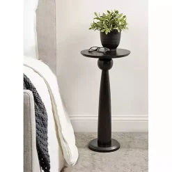 Kirklands Home Accent & End Tables|Round Wood Jess Accent Table Black
