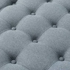 Kirklands Home Benches & Ottomans|Round Cepheus Tufted Ottoman Blue