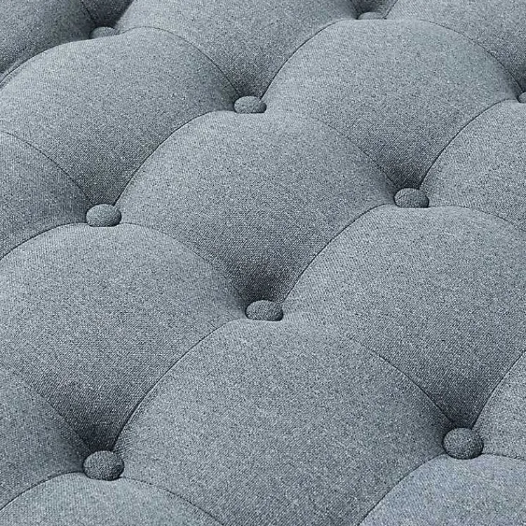 Kirklands Home Benches & Ottomans|Round Cepheus Tufted Ottoman Blue