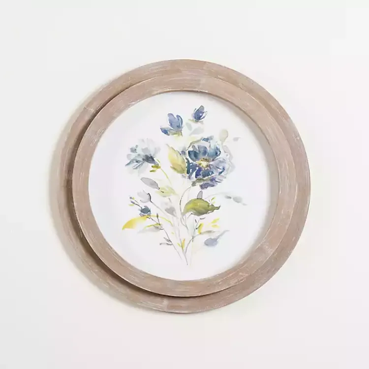 Kirklands Home Framed Art|Round Blue Florals I Framed Art Print