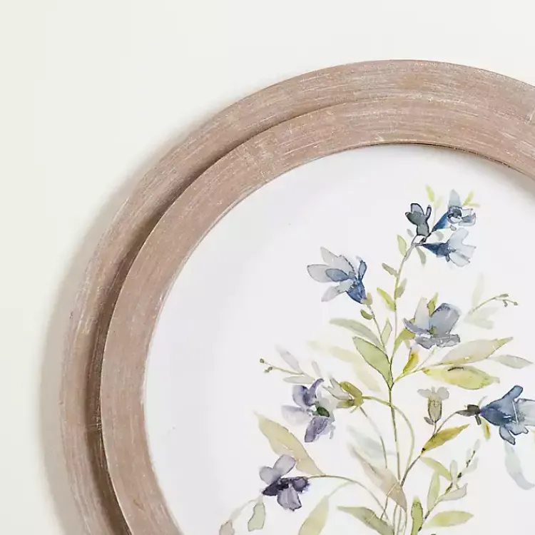 Kirklands Home Framed Art|Round Blue Florals II Framed Art Print