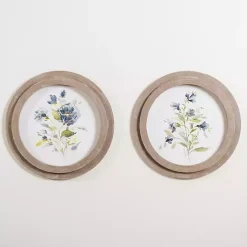 Kirklands Home Framed Art|Round Blue Florals II Framed Art Print