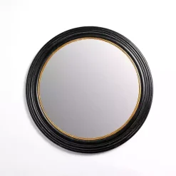 Kirklands Home Decorative Mirrors|Round Bodiford Black and Gold Wall Mirror