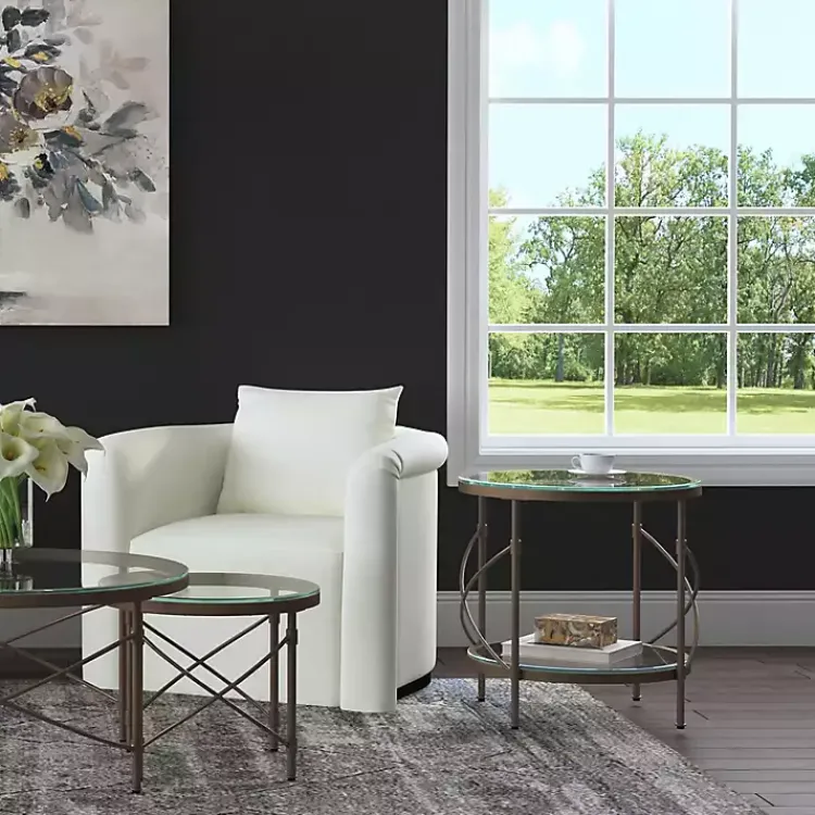 Kirklands Home Accent & End Tables|Round Bronze Metal and Glass Accent Table Gold