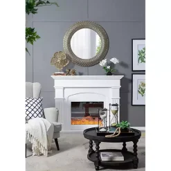 Kirklands Home Decorative Mirrors|Round Bronze Woven Texture Wall Mirror