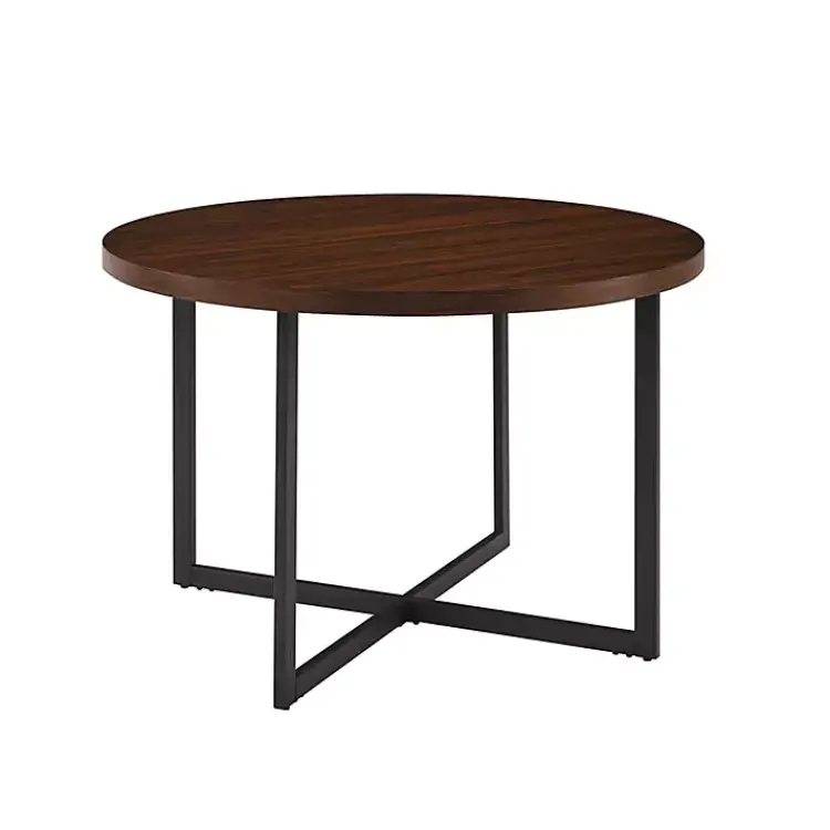 Kirklands Home Dining Tables|Round and Black X Base Dining Table Brown