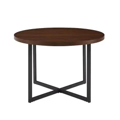 Kirklands Home Dining Tables|Round and Black X Base Dining Table Brown