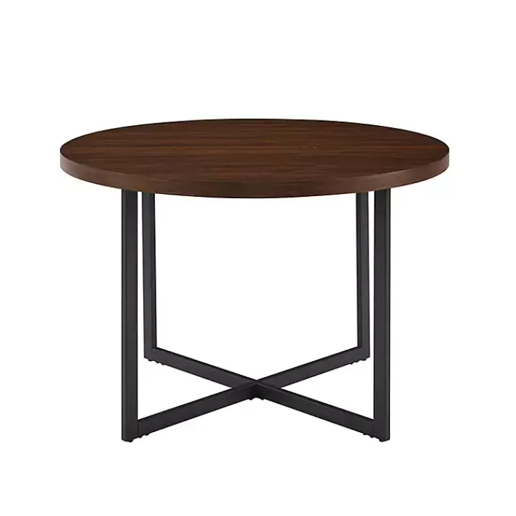 Kirklands Home Dining Tables|Round and Black X Base Dining Table Brown