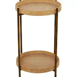 Kirklands Home Accent & End Tables|Round Rattan 2-Tier Side Table Brown