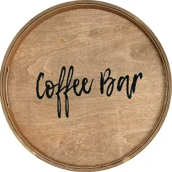 Kirklands Home Serving & Entertaining|Round Wood Coffee Bar Tray Brown