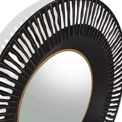 Kirklands Home Decorative Mirrors|Round Cantara Black Metal Wall Mirror